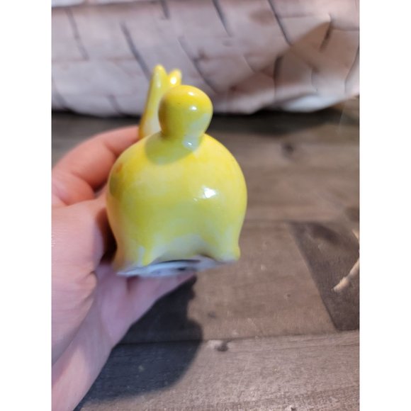 vintage Ceramic yellow bunny rabbit Decor figure polka - Picture 6 of 6